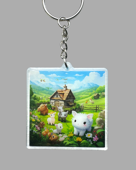 Farm animals acrylic keychain