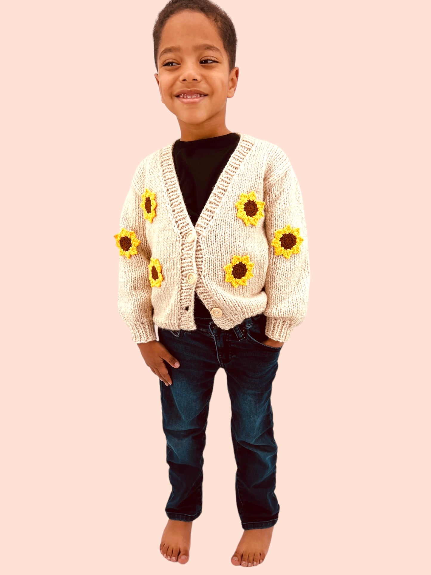 Kids Sunflower Sweater Cardigan
