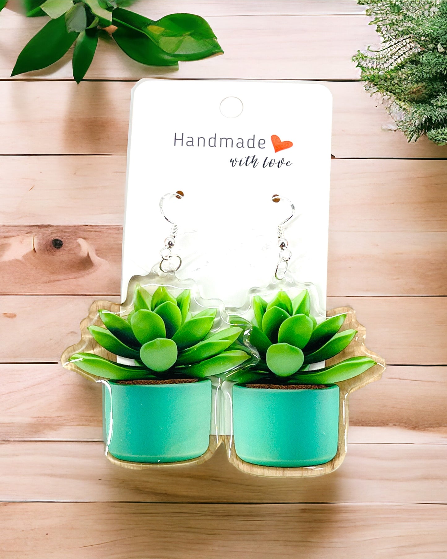 Succulent Acrylic earrings, funky weird earrings, quirky earrings, cool funny earrings, gift for her, birthday gift,  Christmas stocking stuffer