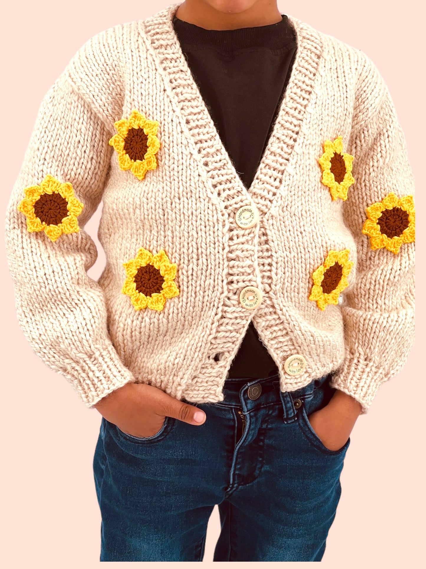 Kids Sunflower Sweater Cardigan
