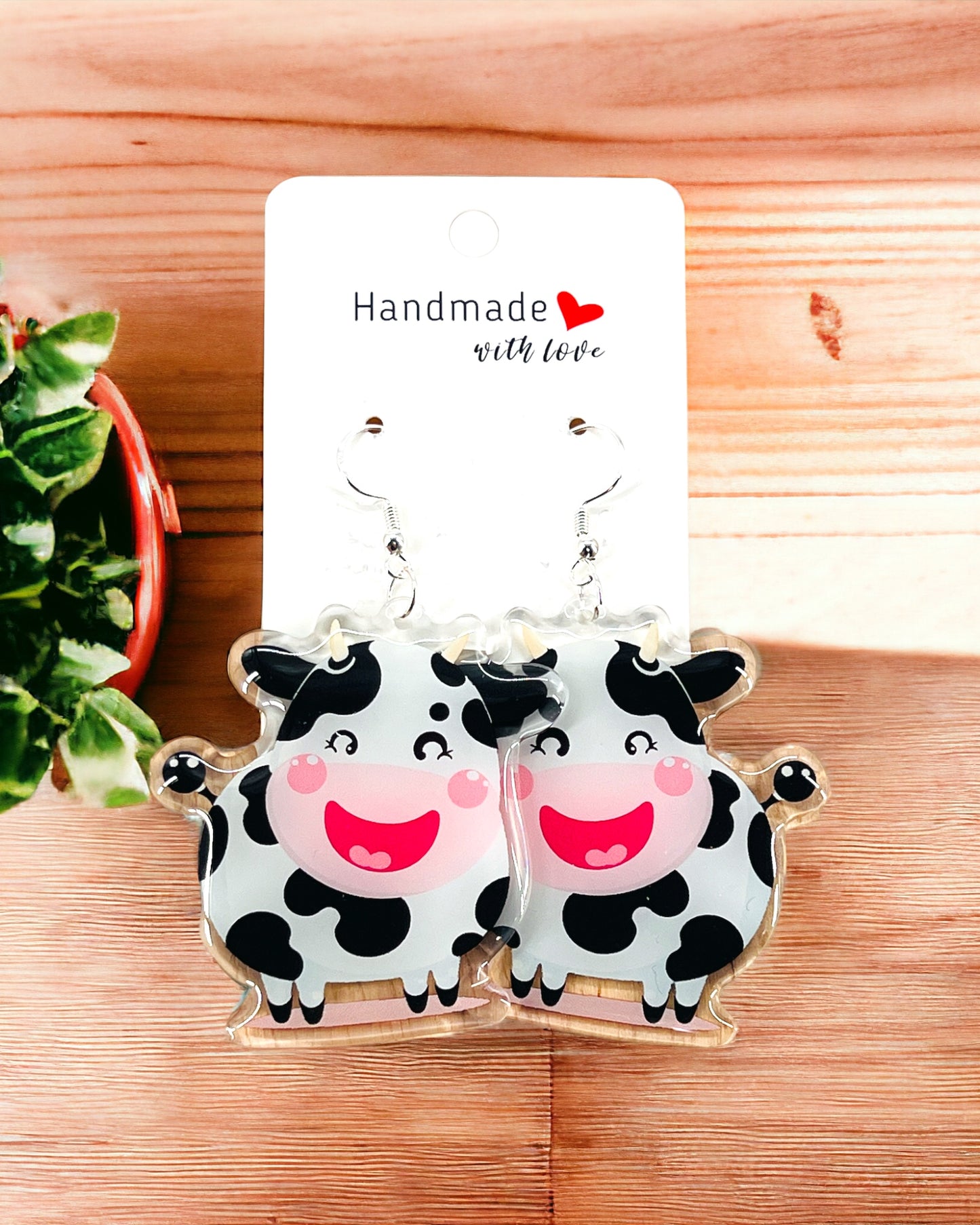 Cow Acrylic Earrings funky weird quirky earrings, cool funny  gift for her, birthday gift,  Christmas stocking stuffer