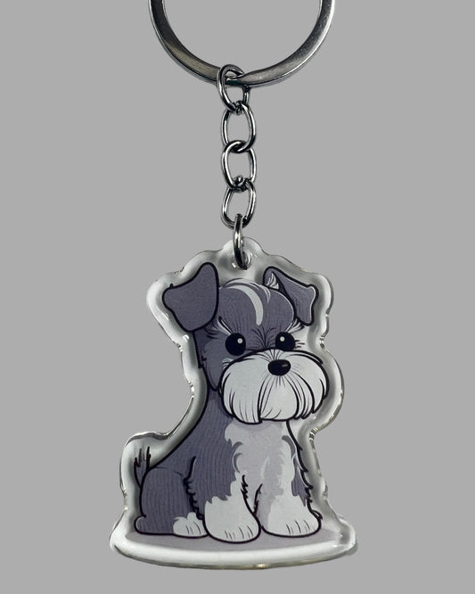 Standard Schnauzer Dog Acrylic Keychain, Cute kawaii memorial ornament, pet portrait charm, backpack fob, dad car décor, stocking stuffer, birthday gift