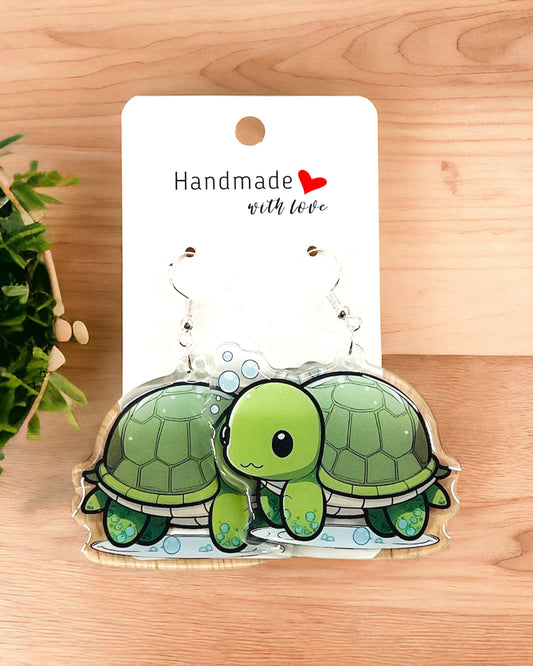 Turtle Acrylic earrings, funky weird earrings, quirky earrings, cool funny earrings, gift for her, birthday gift,  Christmas stocking stuffer