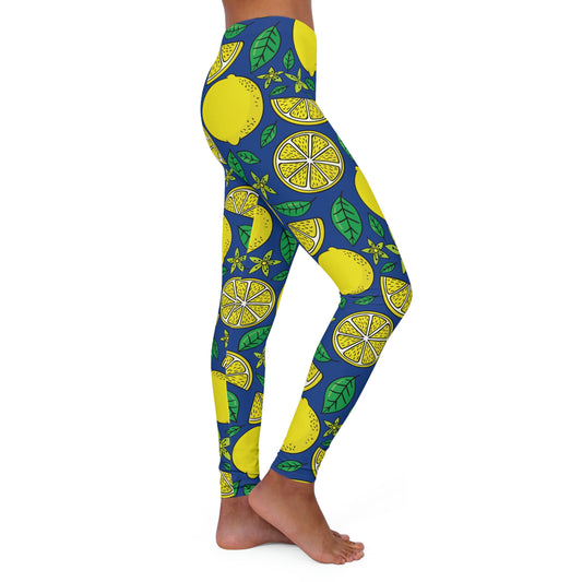 Women's Lemon Summer Leggings . One of a Kind Workout Activewear tights for Mothers Day, Girlfriend, Gift for Her