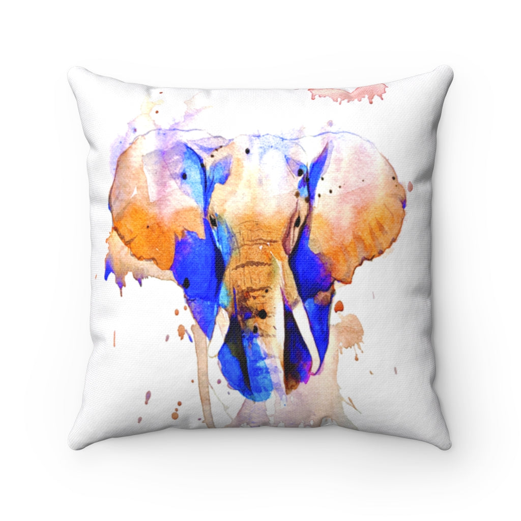Elephant Watercolor Spun Polyester Square Pillow