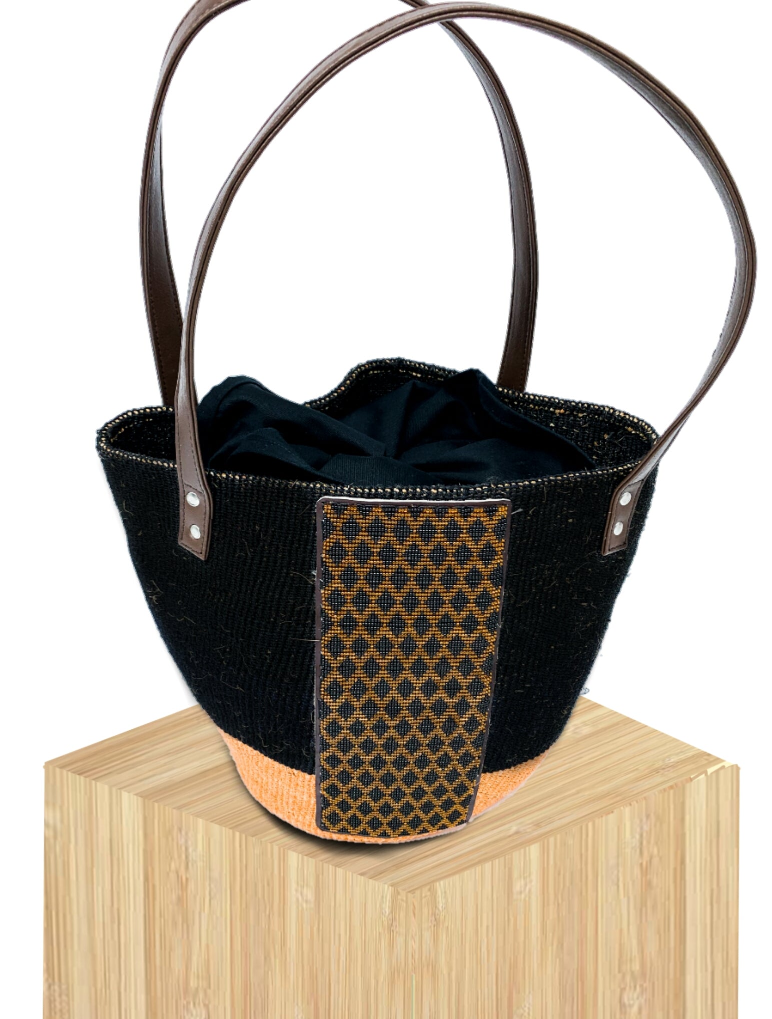 Handwoven Basket Bag - French Market Basket & Moroccan Basket Style, Natural Straw Beach Tote with Leather Handles