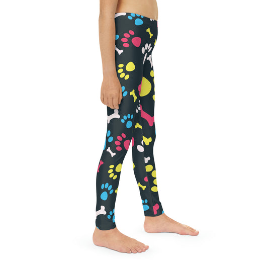 Dog Paws, Paw Print, Puppy Youth Full-Length Leggings