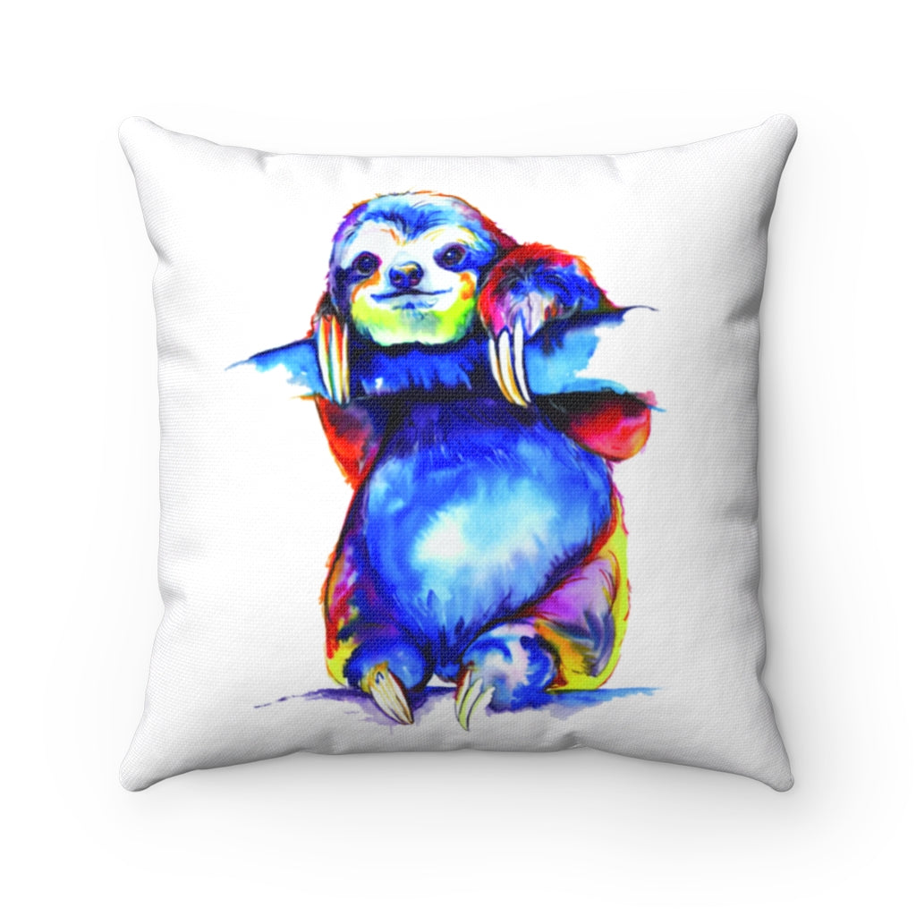 Sloth watercolor Spun Polyester Square Pillow