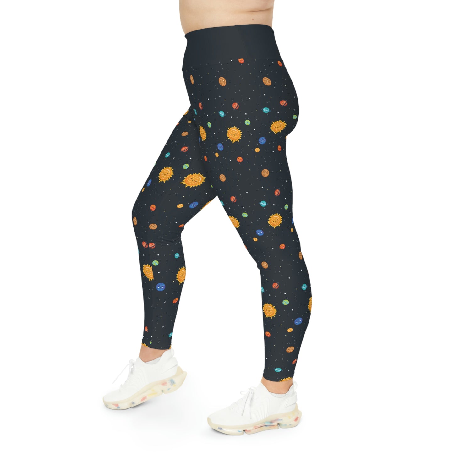 Planet Sun Moon Plus Size Leggings One of a Kind Gift - Unique Workout Activewear tights for Mom fitness, Mothers Day, Girlfriend Christmas Gift