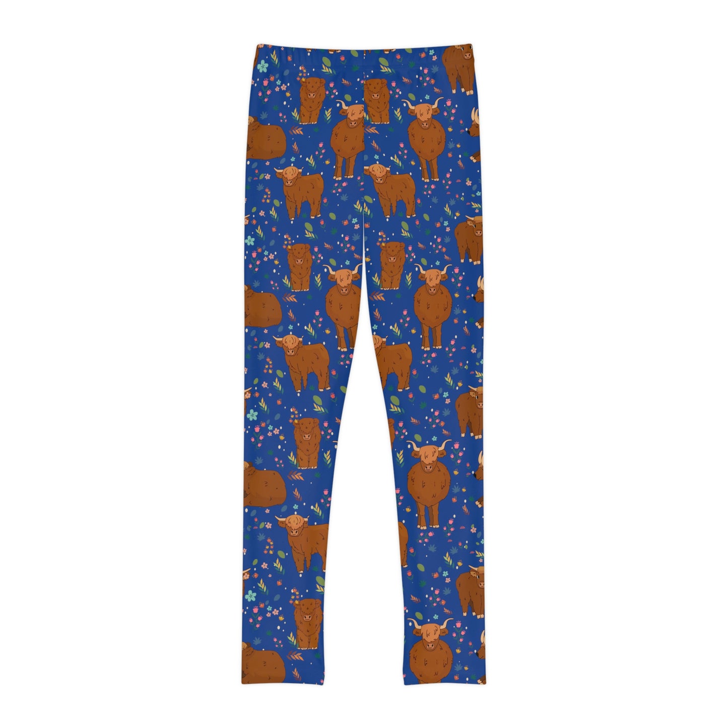 Highland Cows Cute  Farm Animal Kingdom Youth Leggings, One of a Kind Gift - Workout Activewear tights for kids, Granddaughter, Niece Christmas Gift