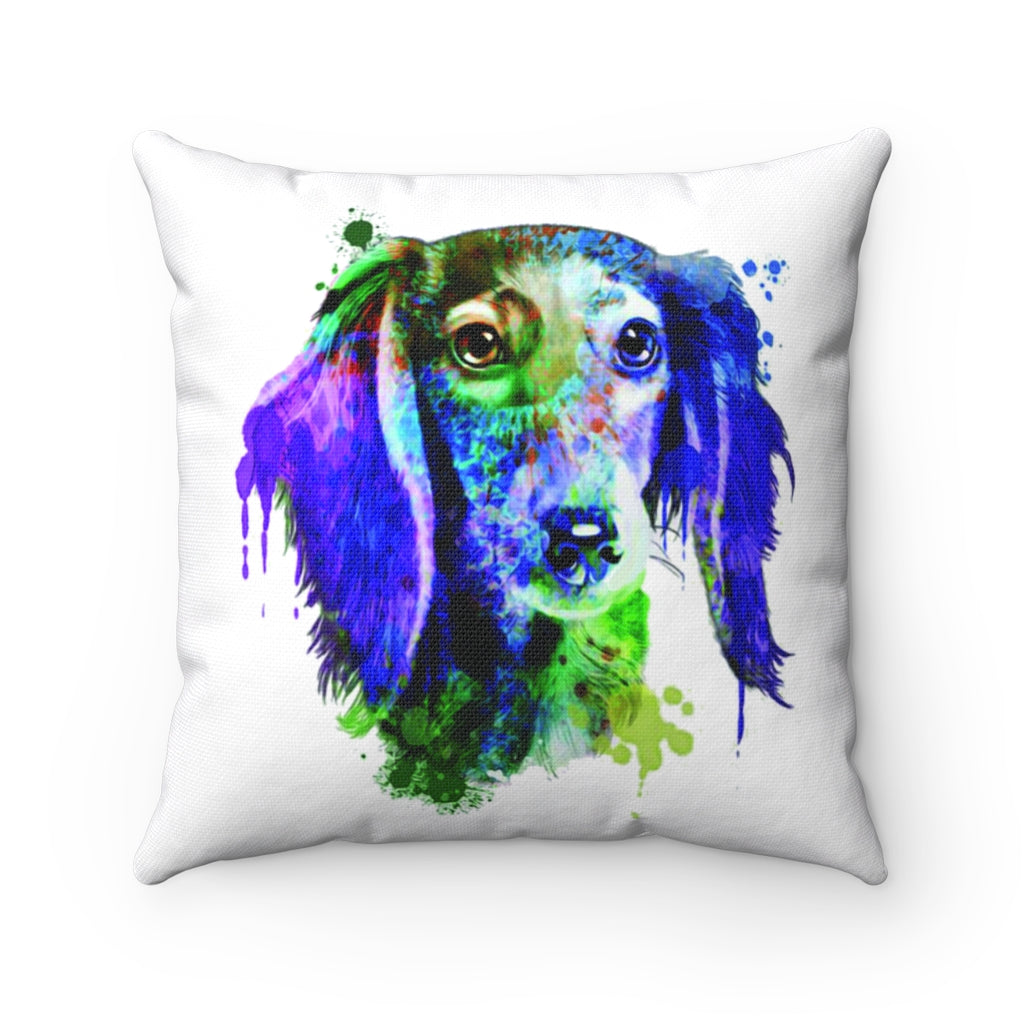 Dog watercolor Spun Polyester Square Pillow