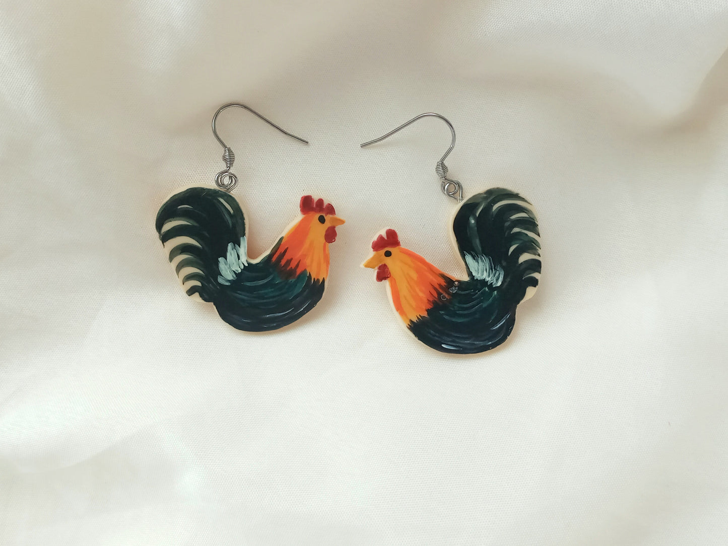 Ira Chicken Rooster Earrings, Chicken jewelry, Hen earrings, Poultry gifts