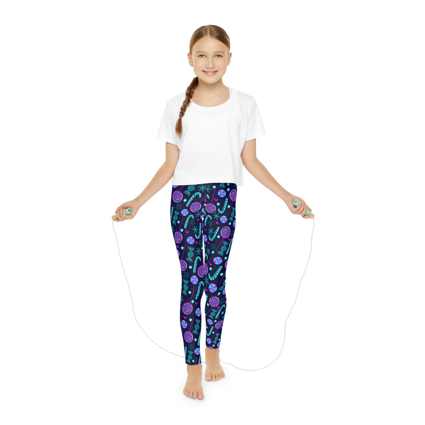 Candy Cane, Candy print Youth Full-Length Leggings