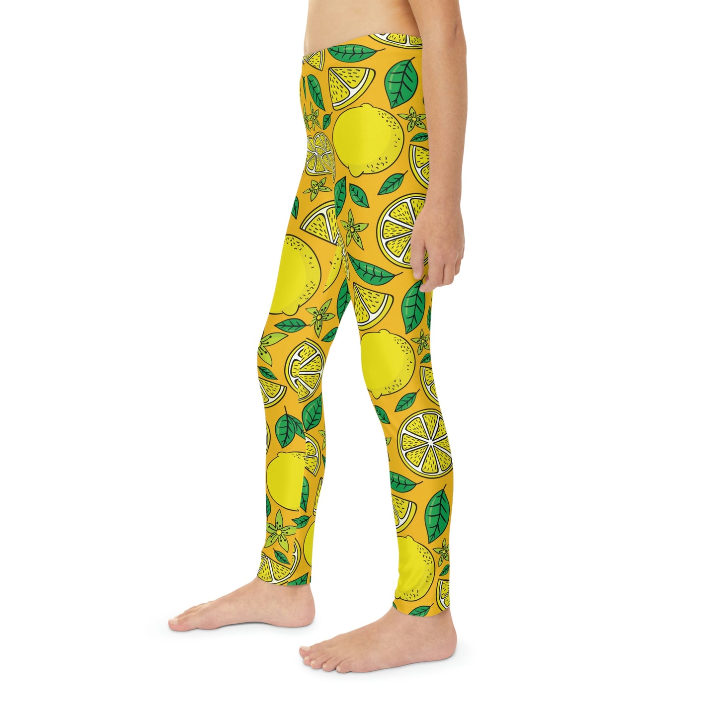 Lemon fruit, summer Youth Full-Length Leggings, Yellow kids