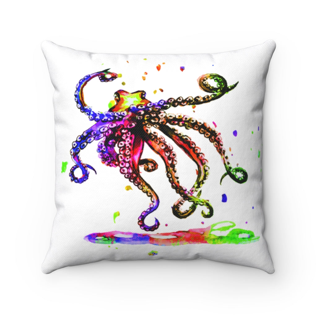 Octopus watercolor Spun Polyester Square Pillow