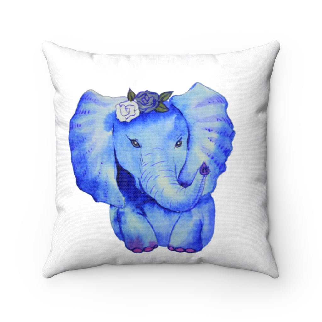 Elephant Watercolor Spun Polyester Square Pillow