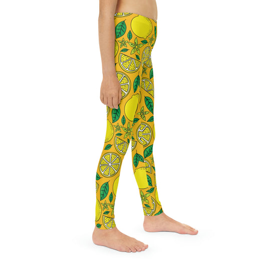 Lemon fruit, Cute Summer Youth Leggings, One of a Kind Gift - Workout Activewear tights for kids, Granddaughter, Niece  Christmas Gift
