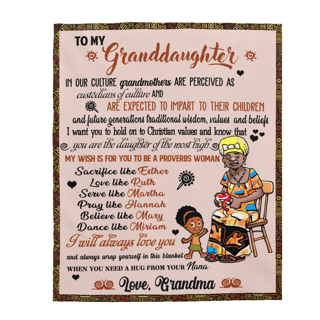 Granddaughter Velveteen Plush Blanket (From grandmother)