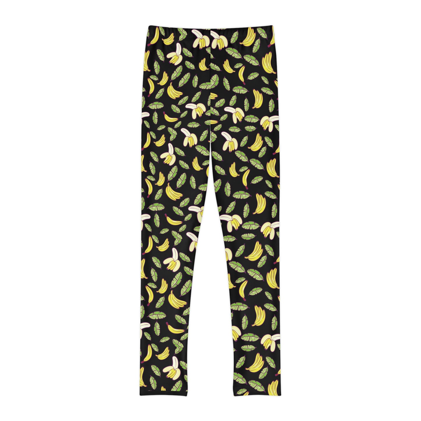 Bananas Print, Fruit Print Youth Full-Length Leggings, tiger look leggings, Acrobatics pants , Yoga spandex