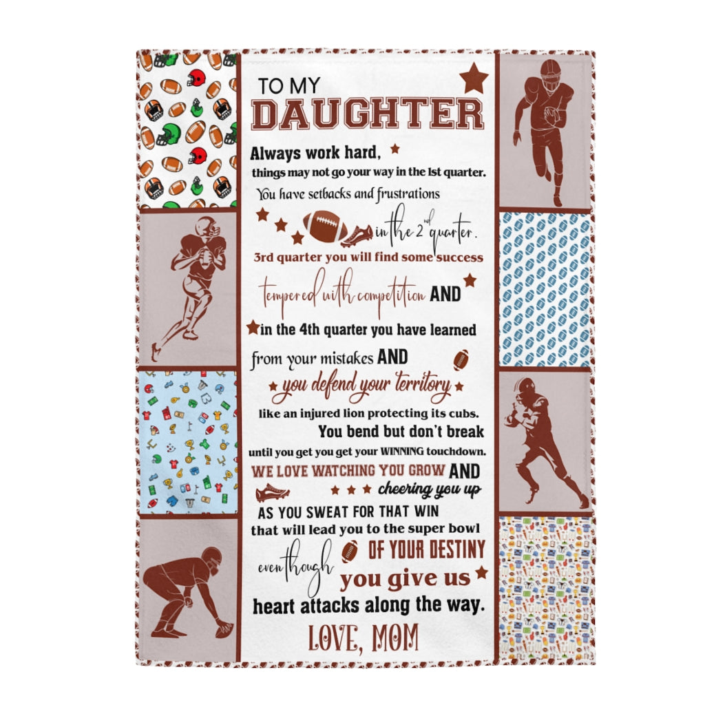 Daughter Football Velveteen Plush Blanket (daughter From Mom)
