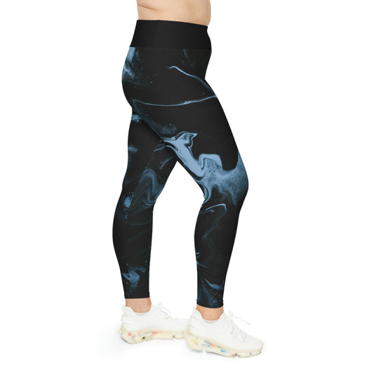 Abstract  Ocean Marble Plus Size Leggings, One of a Kind Workout Activewear for Wife Fitness, Best Friend, mom and me tights Christmas Gift