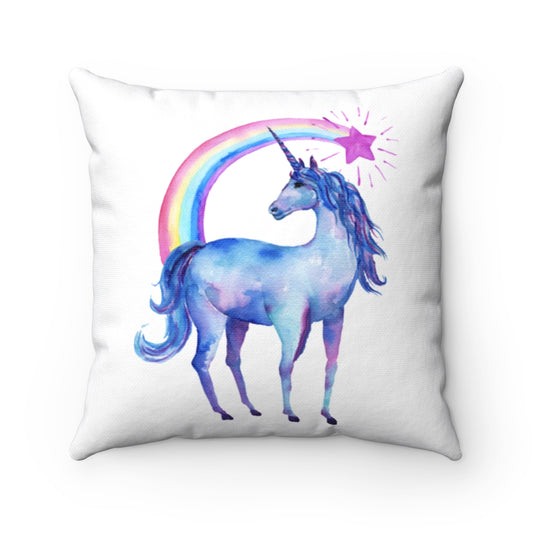 Unicorn with Rainbow Spun Polyester Square Pillow