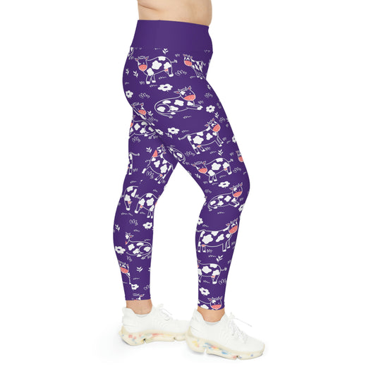 Cow Farm Animals Plus Size Leggings One of a Kind Unique Workout Activewear tights for Mom fitness, Mothers Day, Girlfriend Christmas Gift