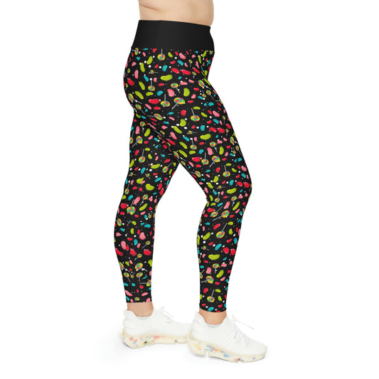 Candy Summer Plus Size Leggings One of a Kind Gift - Unique Workout Activewear tights for Mom fitness, Mothers Day, Girlfriend Christmas Gift