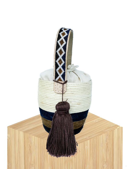 Rwandan Handwoven Basket Bag - Eco-Friendly Sisal Tote with Intricate Beaded Handles//