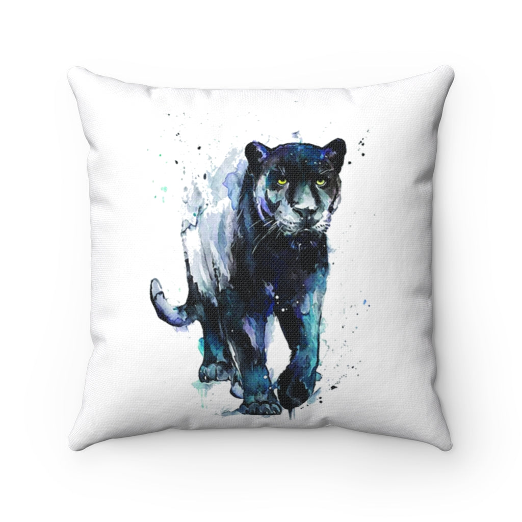 Black Panther Watercolor Spun Polyester Square Pillow
