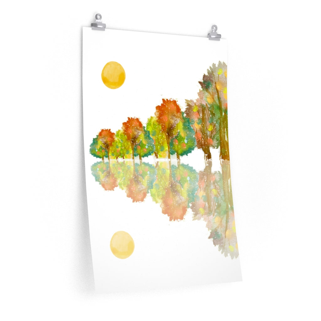 Winter, Trees and shadows Premium Matte vertical posters
