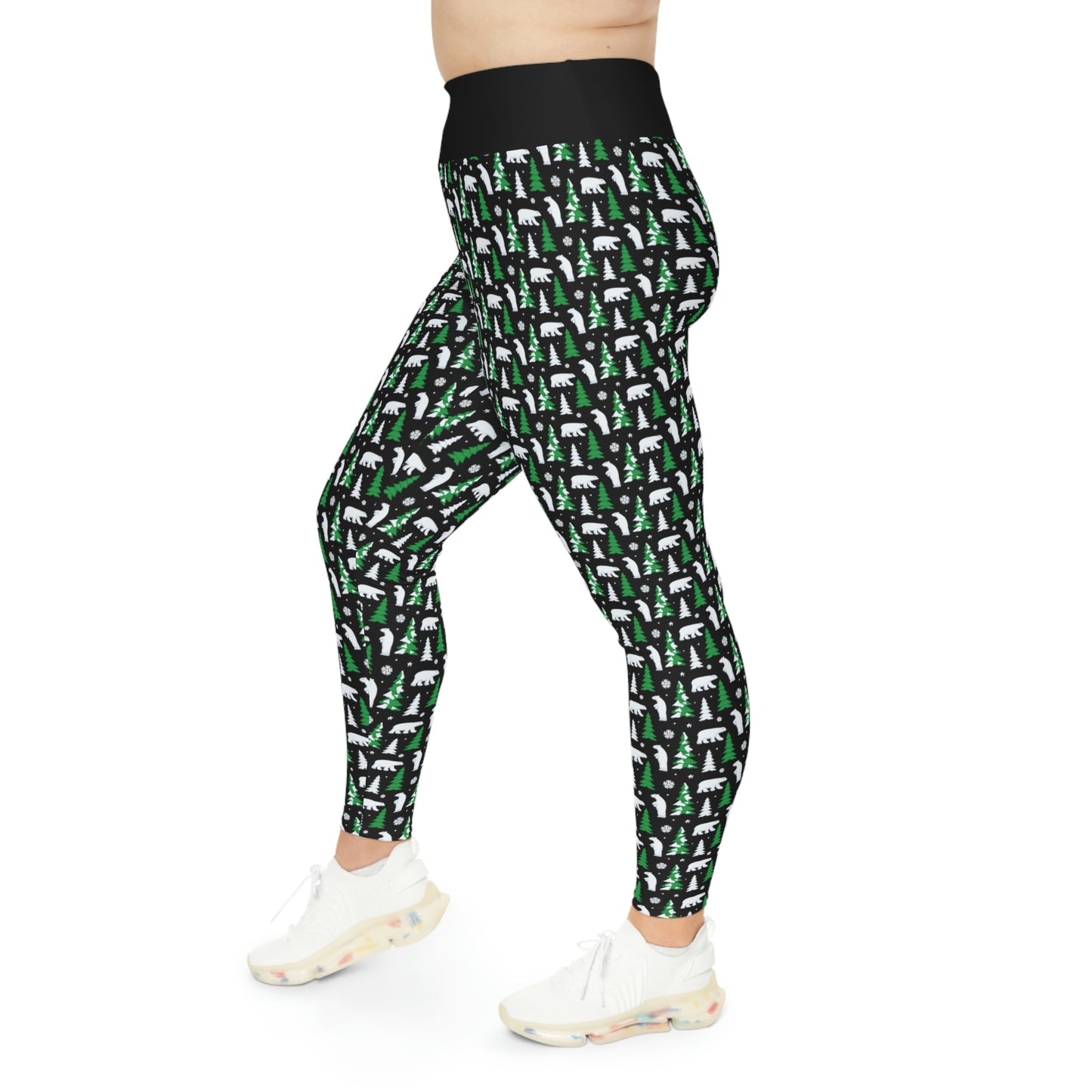 Bear Christmas Plus Size Leggings One of a Kind Gift - Unique Workout Activewear tights for Mom fitness, Mothers Day, Girlfriend Christmas Gift