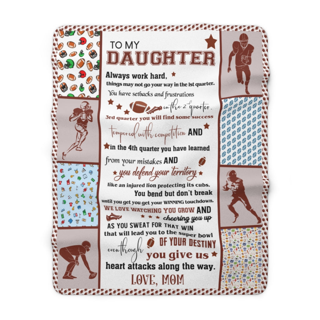 Daughter Football Sherpa Fleece Blanket (Daughter from Mom)