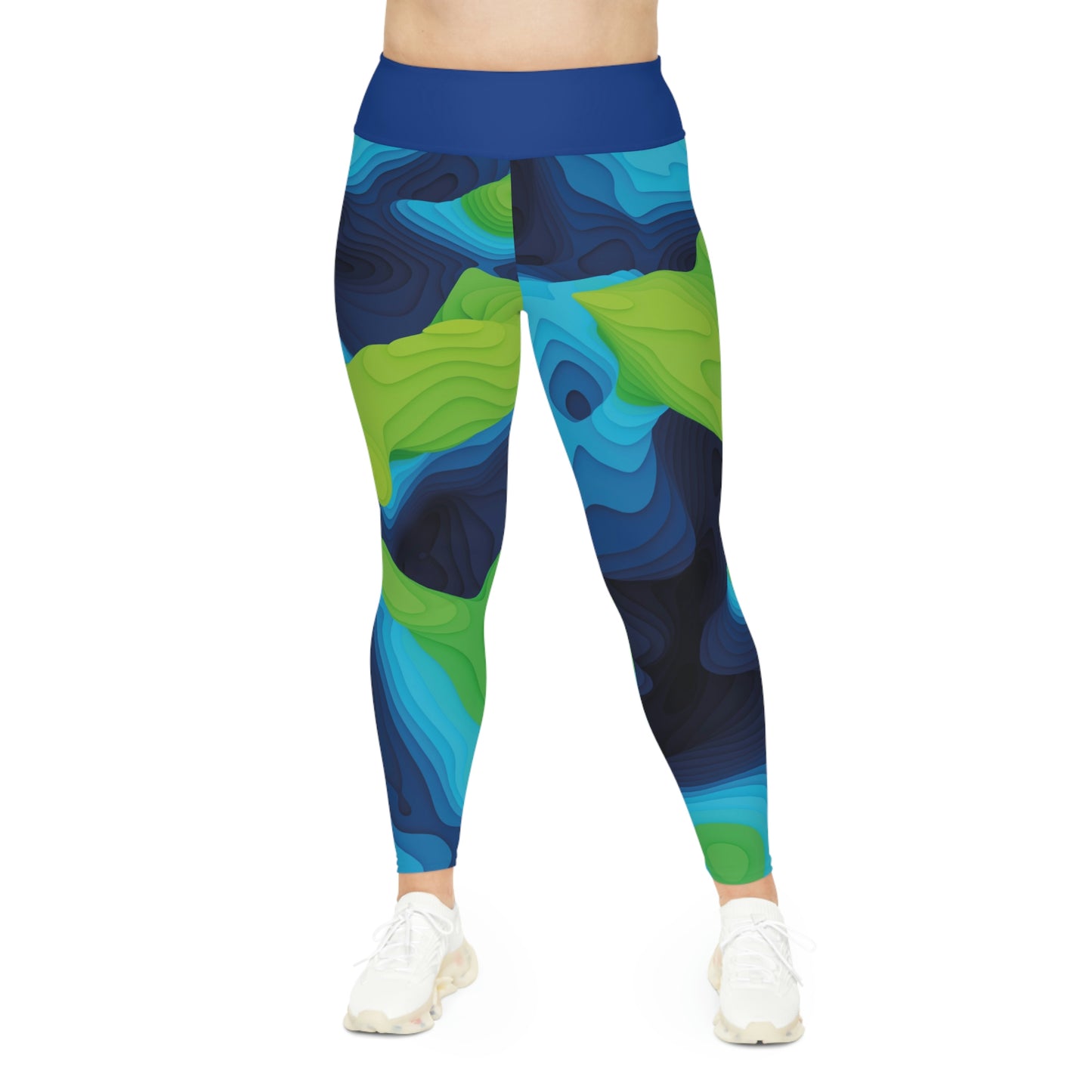 Abstract Women Plus Size Leggings,  One of a Kind Gift - Unique Workout Activewear tights for a friend Fitness Enthusiast , 3D earth . Mothers, aunt Gift