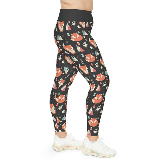 Fox Animal Kingdom Plus Size Leggings One of a Kind Unique Workout Activewear tights for Mom fitness, Mothers Day, Girlfriend Christmas Gift