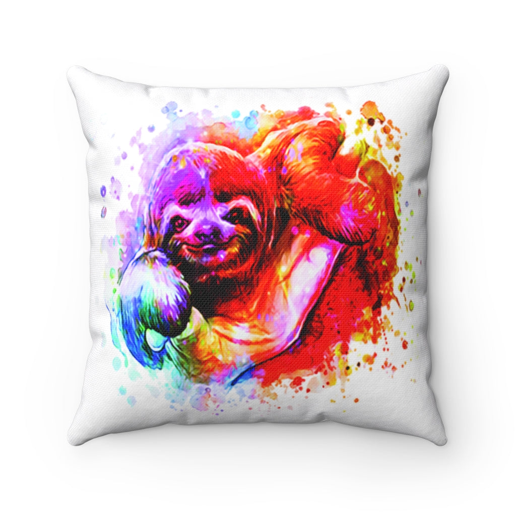 Baby Sloth watercolor Spun Polyester Square Pillow