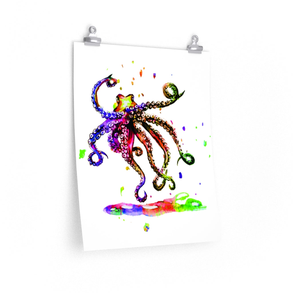Octopus Watercolor Premium Matte vertical posters print