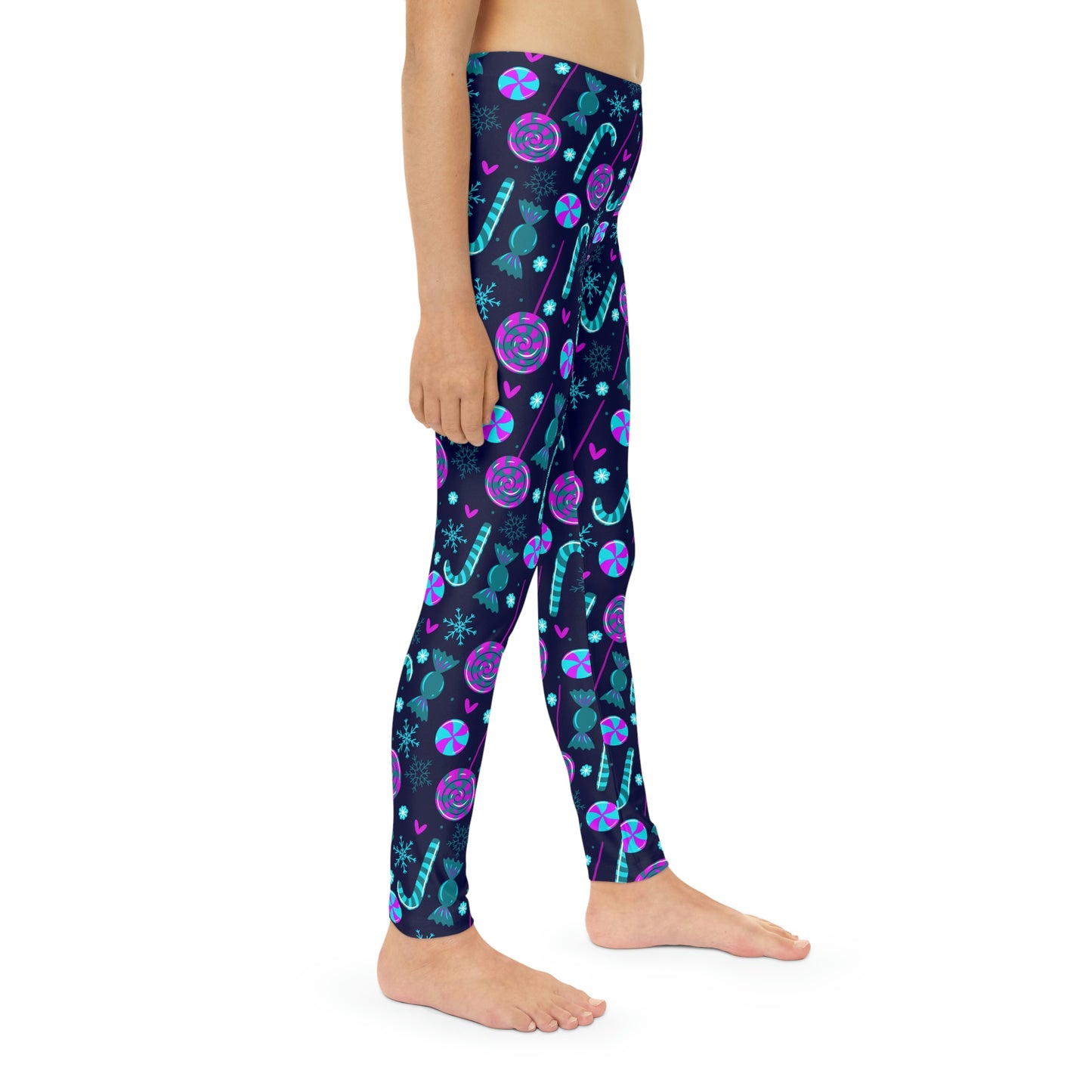 Candy Cane, Candy print Youth Full-Length Leggings