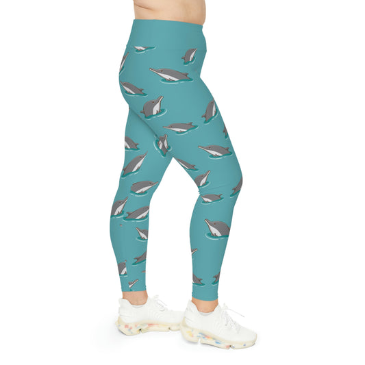 Dolphin, Ocean, Beach Plus Size Leggings One of a Kind Gift - Workout Activewear tights for Mom fitness, Mothers Day, Girlfriend Christmas Gift