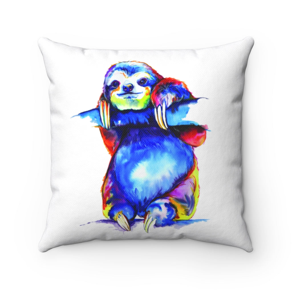 Sloth watercolor Spun Polyester Square Pillow