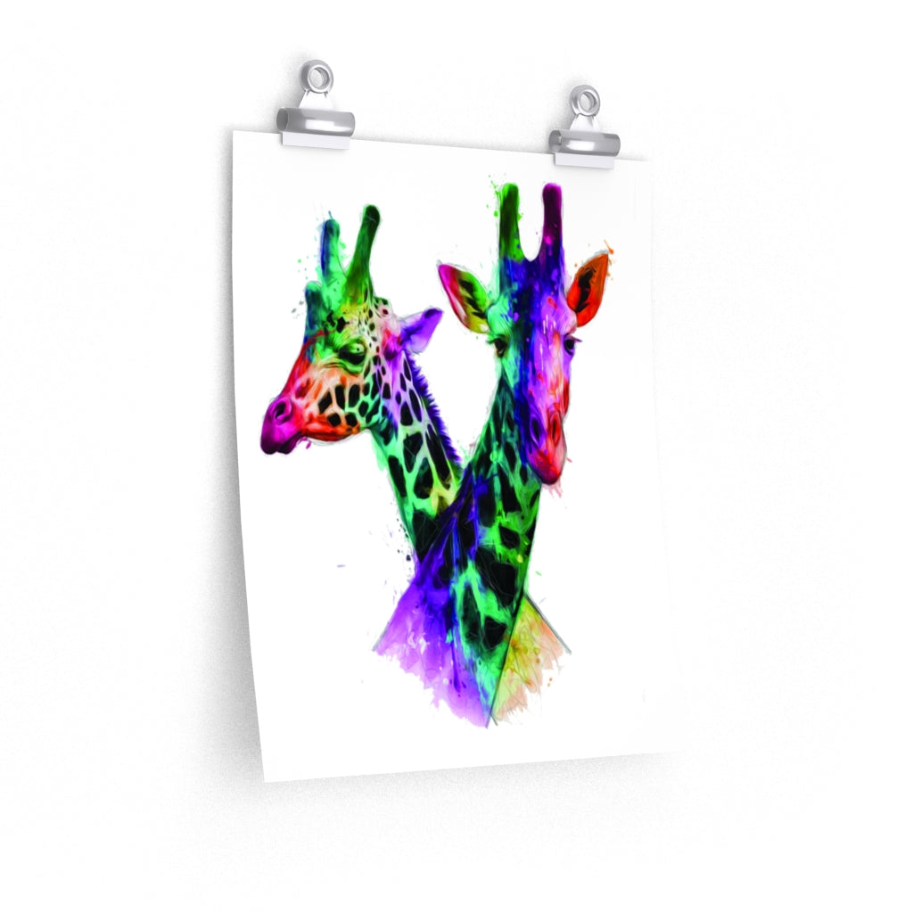 Giraffe Lovebirds Premium Matte vertical posters