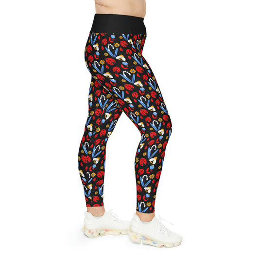 Ladybugs Plus Size Leggings One of a Kind Gift - Unique Workout Activewear tights for Mom fitness, Mothers Day, Girlfriend Christmas Gift