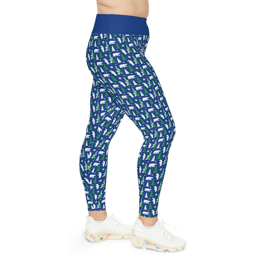Bear Christmas Tree Plus Size Leggings One of a Kind Unique Workout Activewear tights for fitness, Mothers Day, Girlfriend Gift