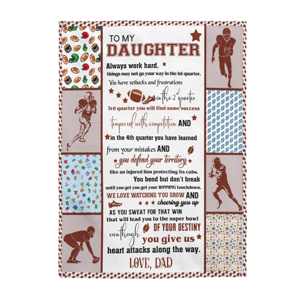 Daughter Football Velveteen Plush Blanket (daughter From Dad)