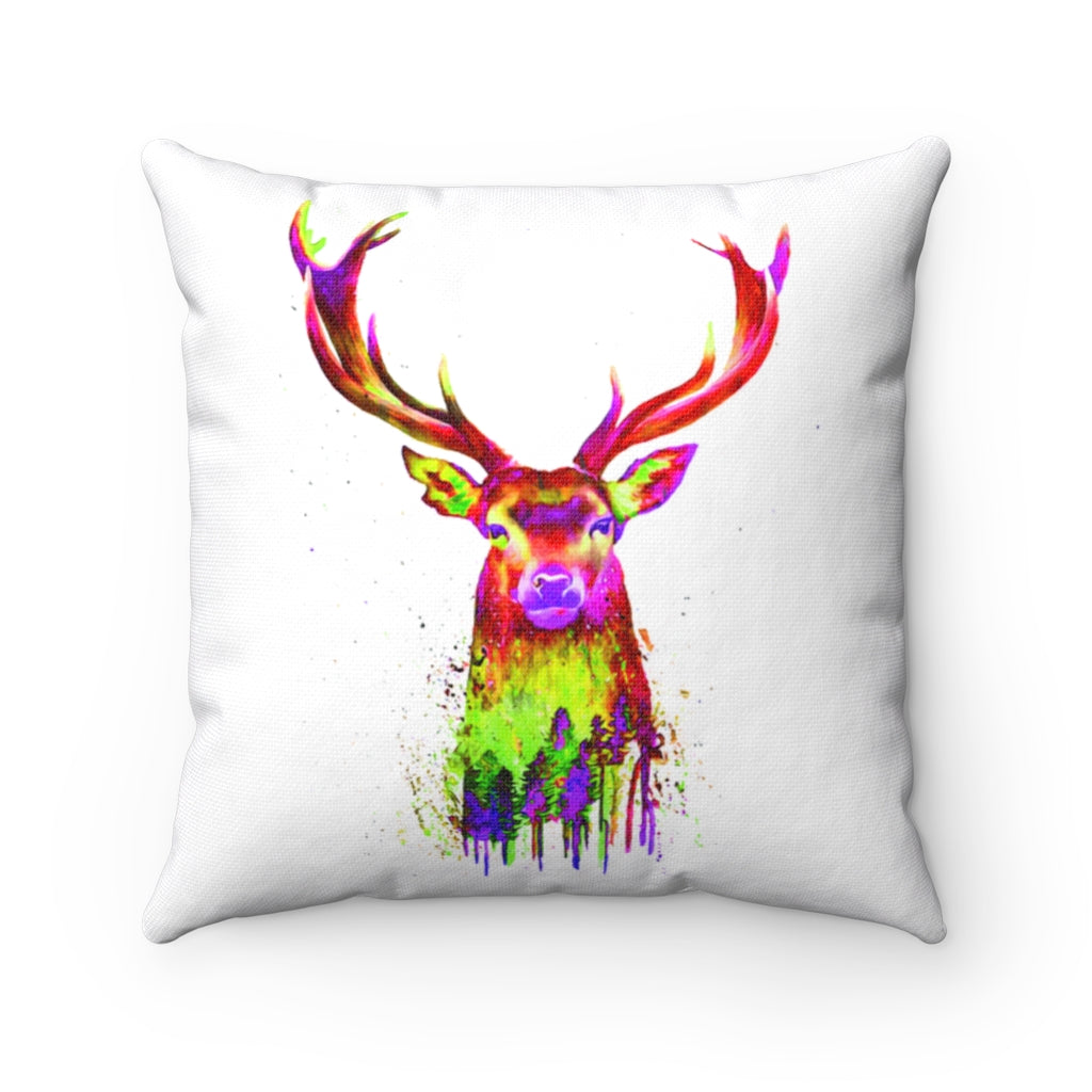 Bold Deer Watercolor Spun Polyester Square Pillow