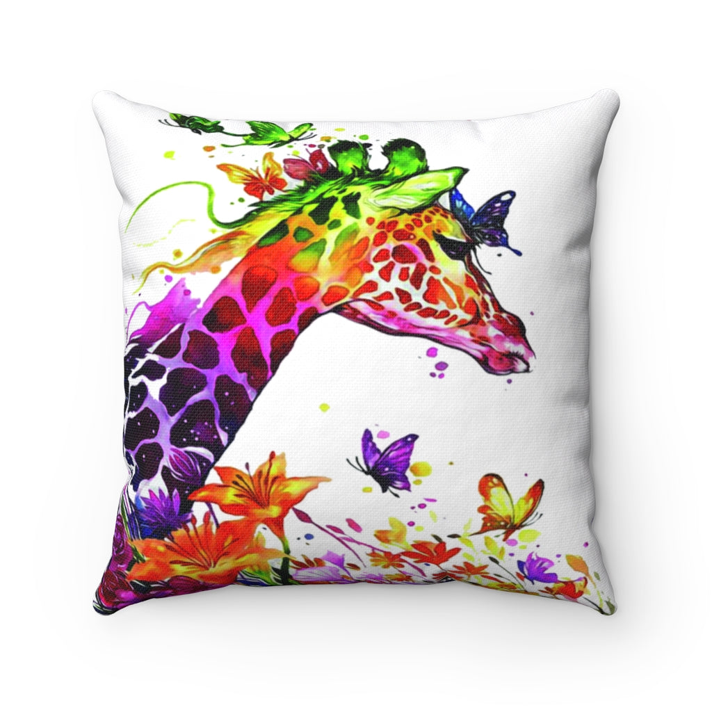 Tranquil Giraffe Watercolor Spun Polyester Square Pillow