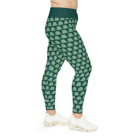 Elephant Safari animal Plus Size Leggings One of a Kind Unique Workout Activewear tights for Mom fitness, Mothers Day, Girlfriend Christmas Gift