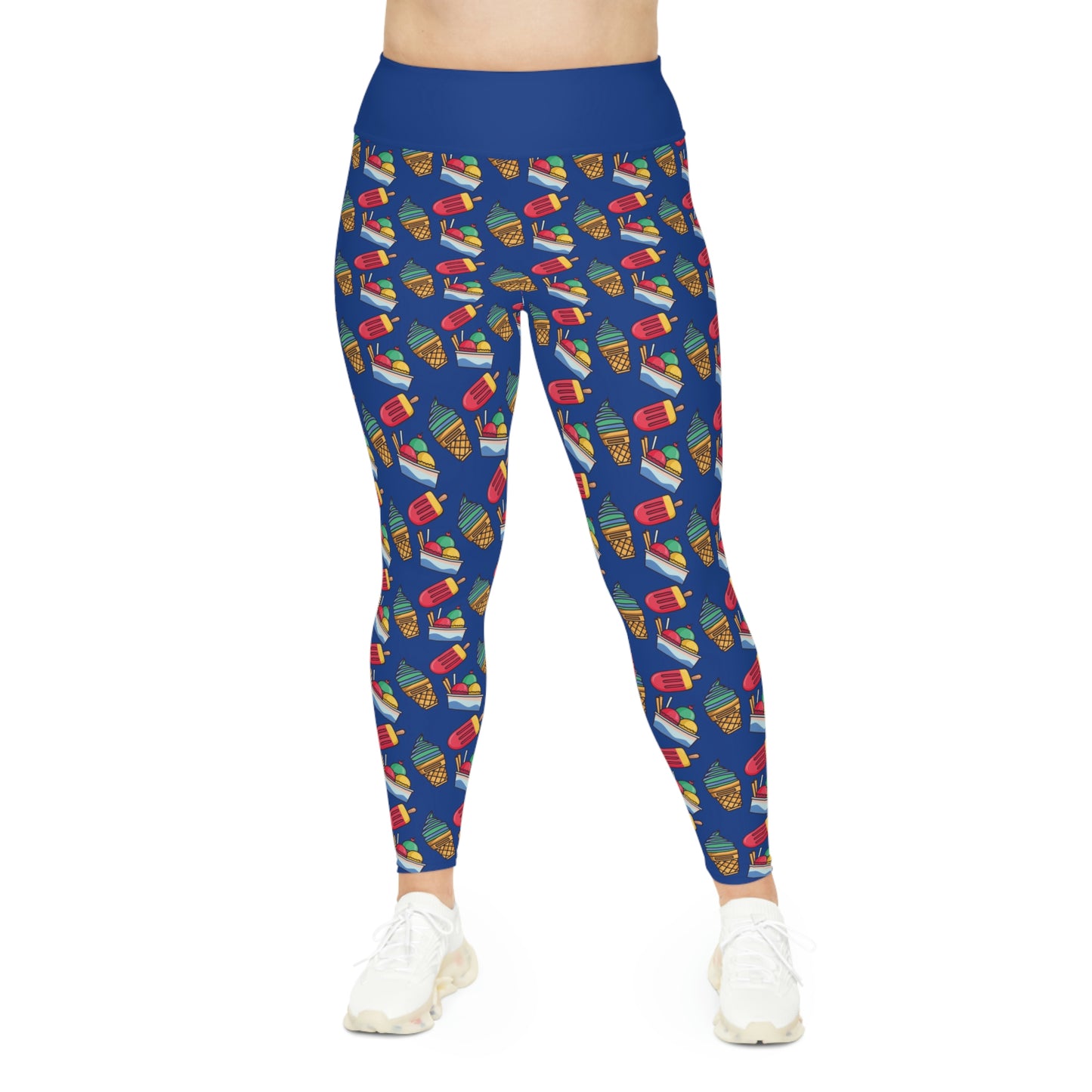 Ice Cream Scoop Cute Summer Plus Size Leggings, One of a Kind Gift - Workout Activewear tights for Mothers Day, Girlfriend