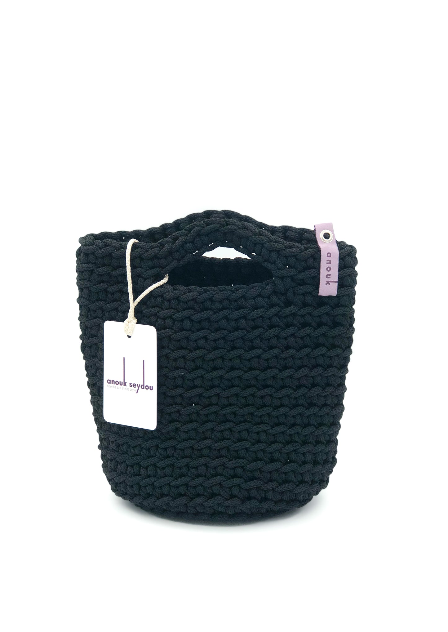 Tote Bag Scandinavian Style Crochet Tote Bag Size MINI Black