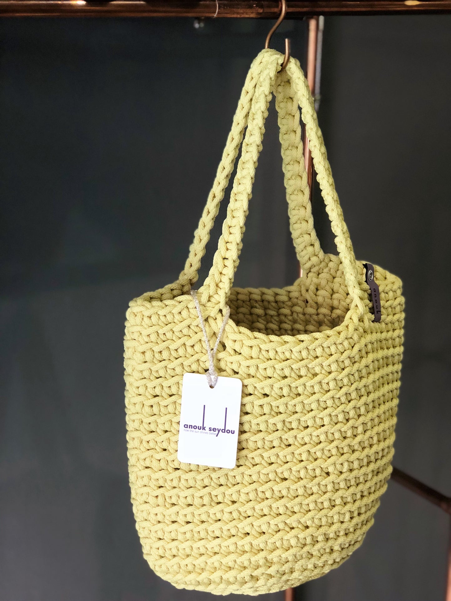 Scandinavian Style Yellow Tote Bag Long Handles